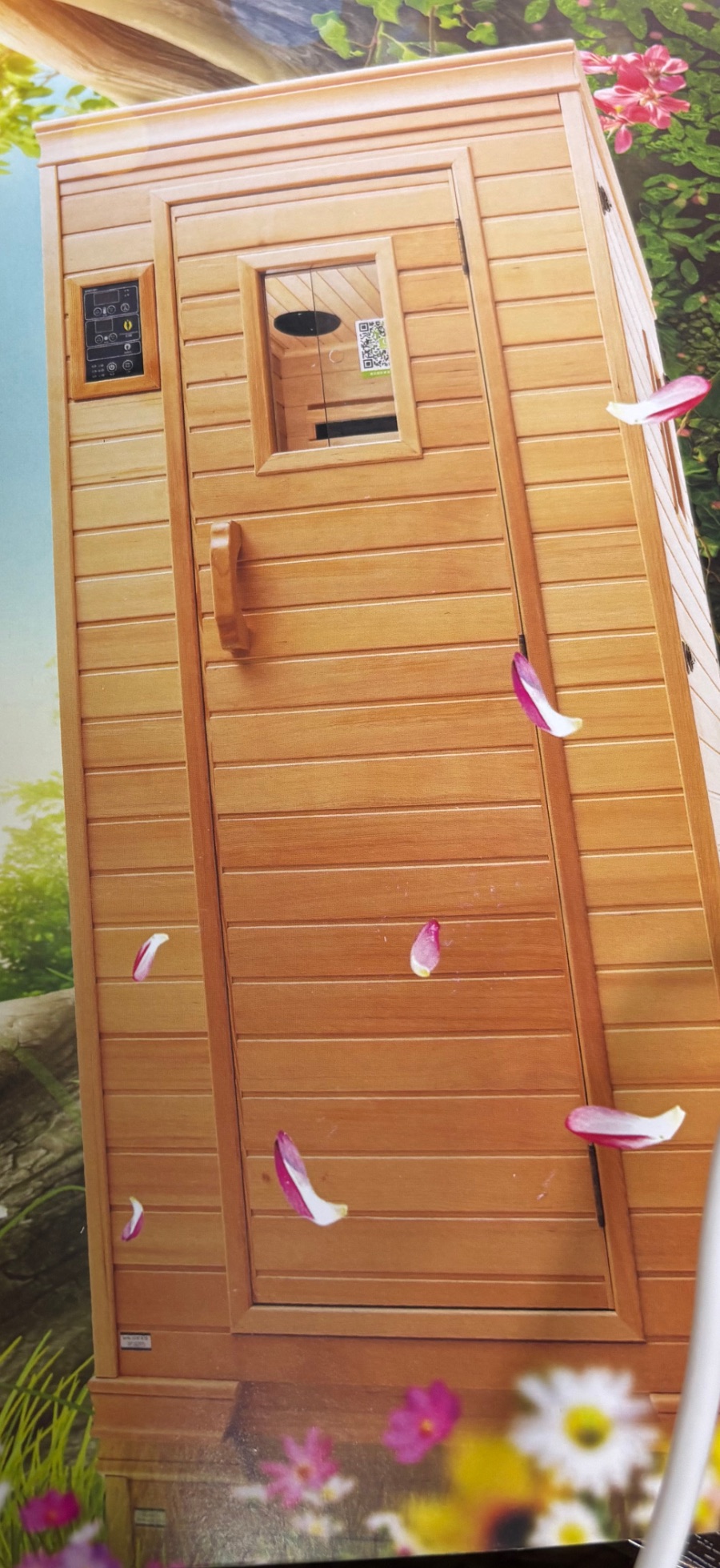 Cedar infrared sauna cabin.