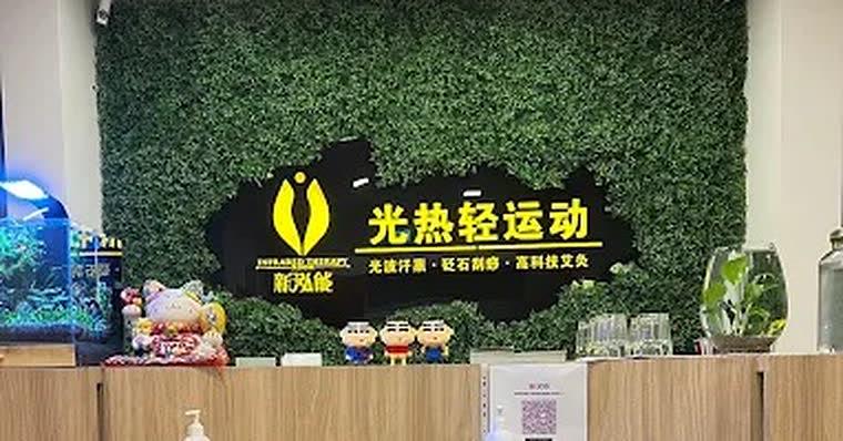 The moss wall behind reception at Xin Hong Neng.